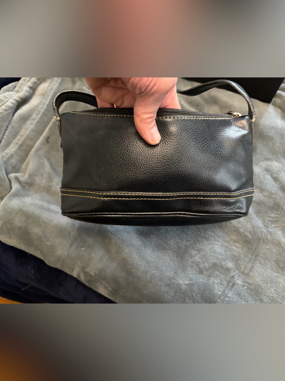 Tommy Hilfiger Black Leather Mini Bag with Contrast Stitching